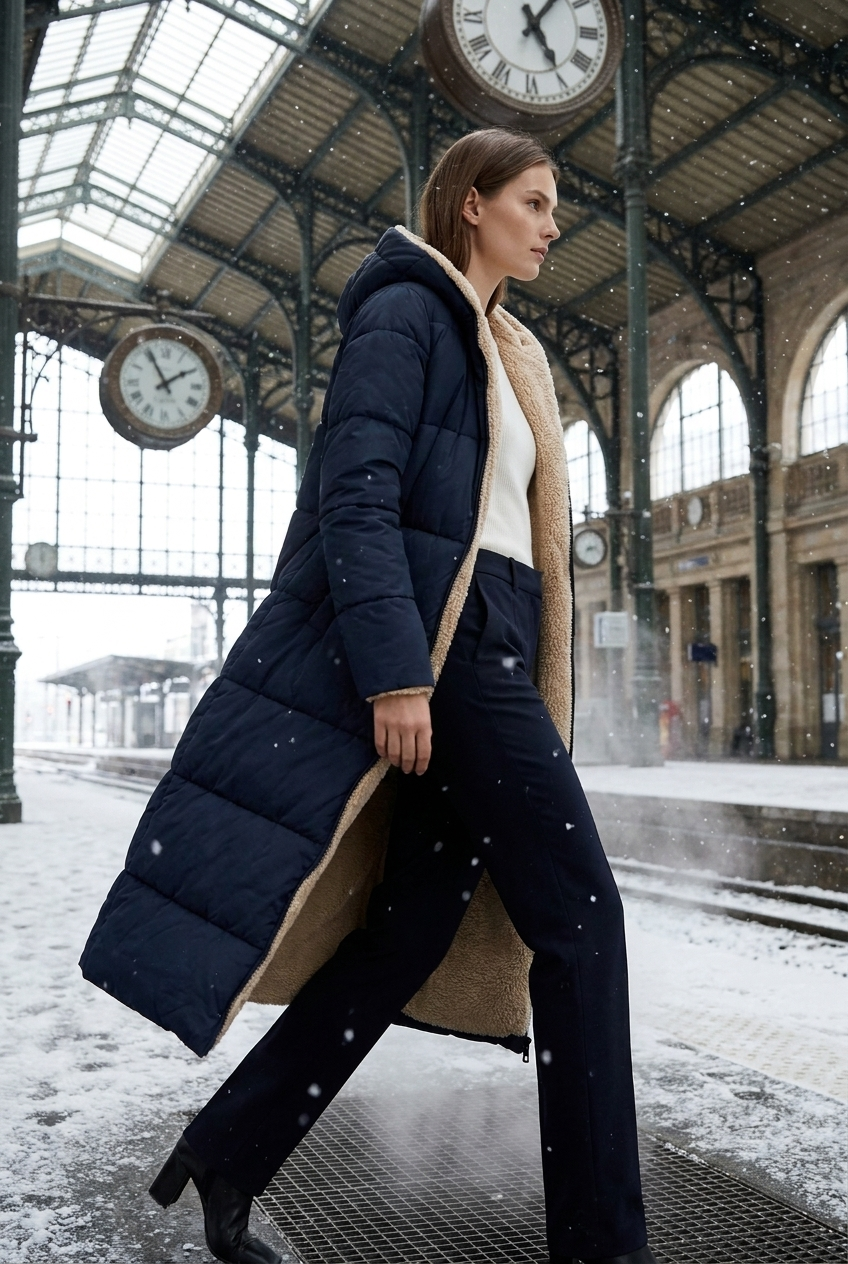 Harper | Dames Lange Winterjas Met Capuchon