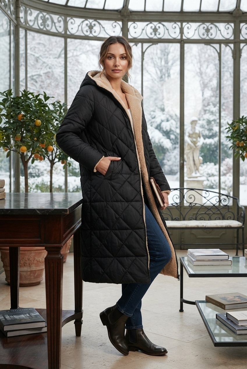 Harper | Dames Lange Winterjas Met Capuchon