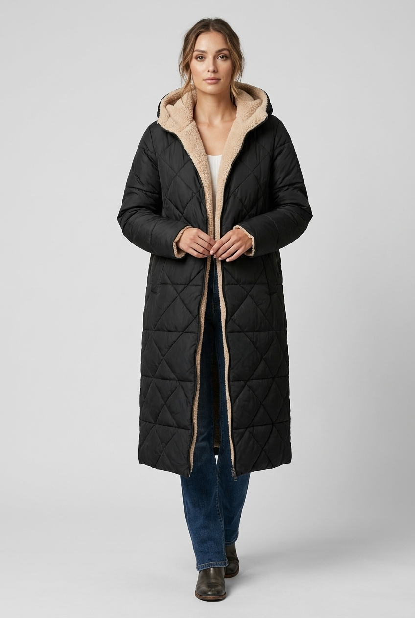 Harper | Dames Lange Winterjas Met Capuchon