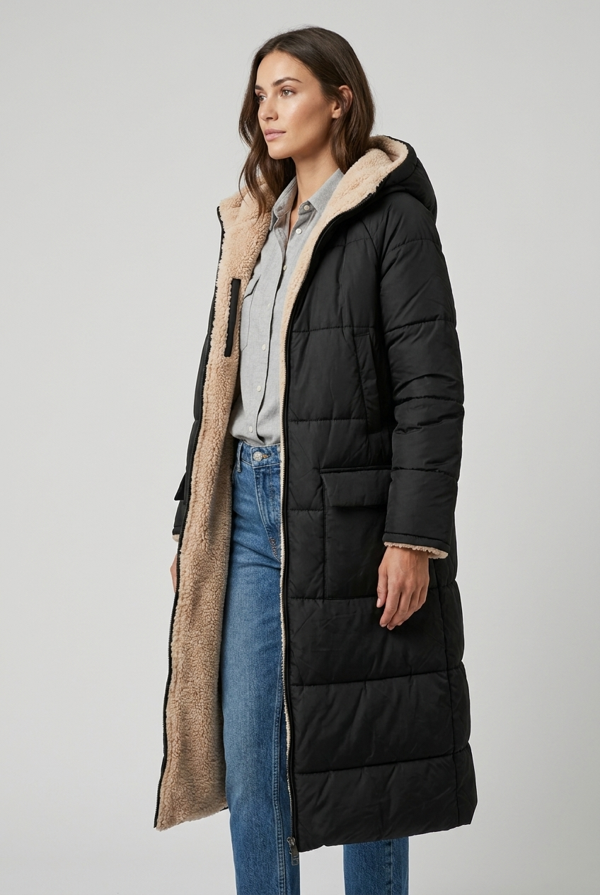 Harper | Dames Lange Winterjas Met Capuchon