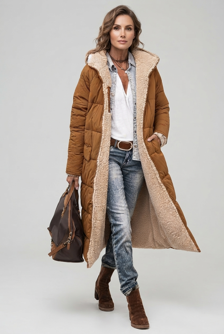 Harper | Dames Lange Winterjas Met Capuchon