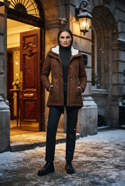 Emma | Dames Gevoerde Lange Winterjas Met Capuchon
