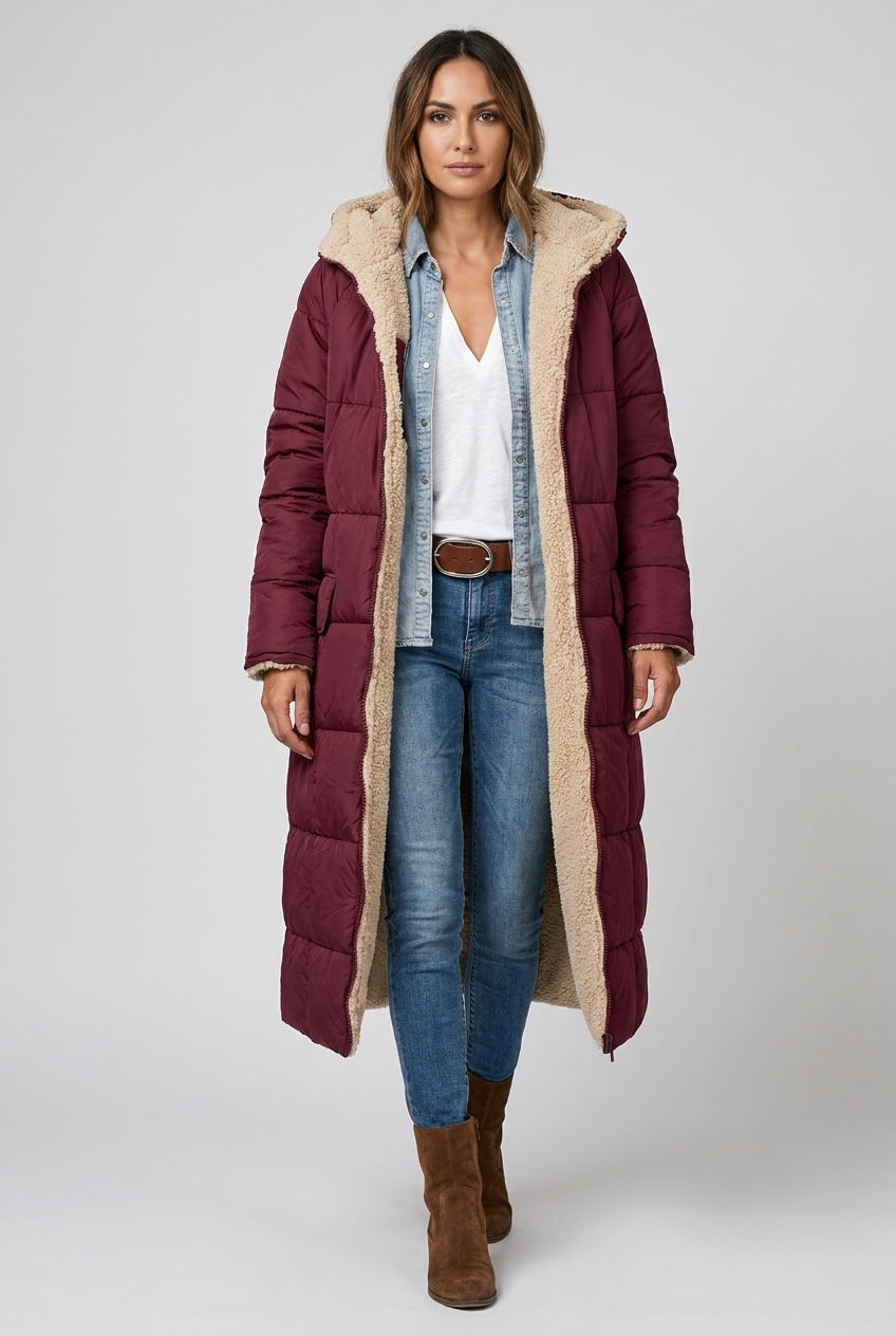 Harper | Dames Lange Winterjas Met Capuchon