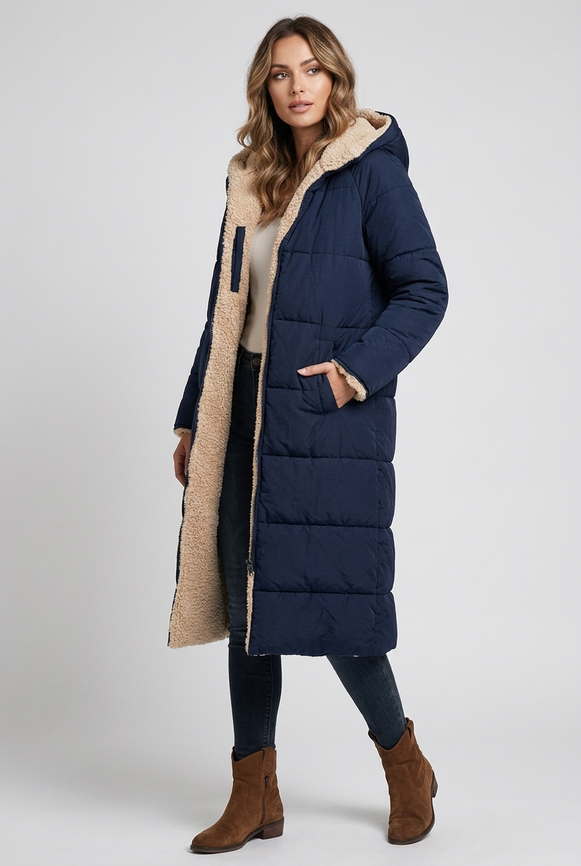 Harper | Dames Lange Winterjas Met Capuchon